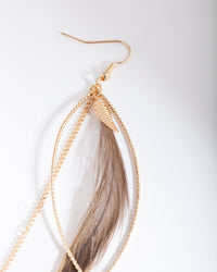 Brown Gold Feather Earrings - link has visual effect only