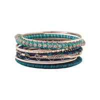 Emerald Navy Mixed Beaded Bangle Pack - link has visual effect only