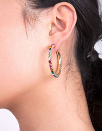 Gold Rainbow Diamante Hoop Earring Pack - link has visual effect only