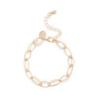 Gold Small Diamond Cut Chain Link Bracelet - link has visual effect only