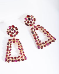 Red Gold Geometric Stone Earrings - link has visual effect only