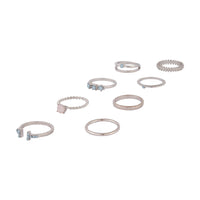 Rhodium Mixed Diamante Open Ring 8-Pack - link has visual effect only
