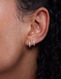 Silver Diamante Huggie Earrings - link has visual effect only