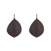 Black Textured Leaf Drop Earrings - link has visual effect only
