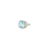 Rhodium Blue Cubic Zirconia Square Ring - link has visual effect only