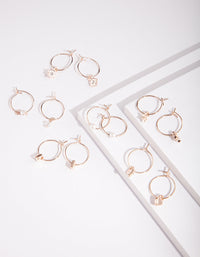 Rose Gold Multi Hoop Earring Pack - link has visual effect only