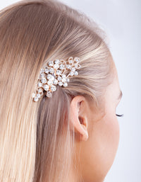 Rose Gold Floral Crystal Pearl Hair Clip - link has visual effect only