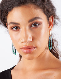 Green Rectangle Acrylic Earrings - link has visual effect only