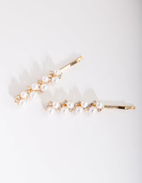 Gold Pearl Crystal Hair Slide - link has visual effect only