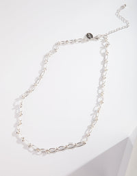 Silver Chain Link Fine Necklace - link has visual effect only
