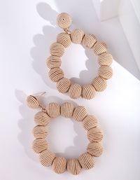 Beige Cord Wrap Ball Earrings - link has visual effect only