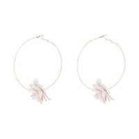 Silver Metal White Flower Hoop Earrings - link has visual effect only